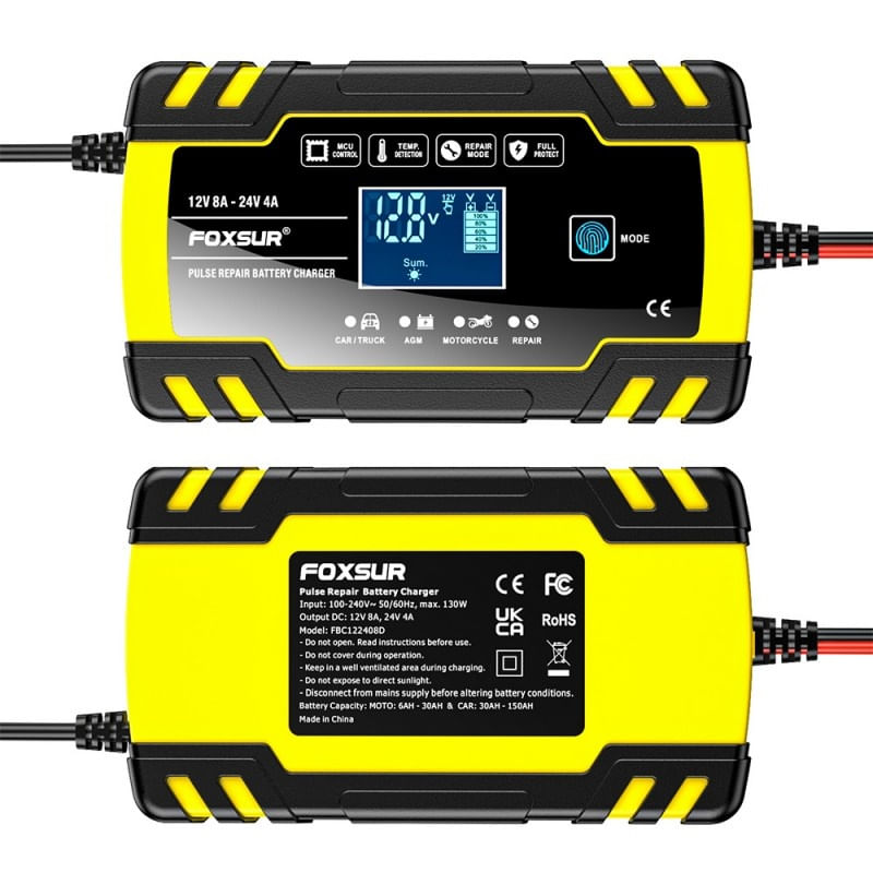 Incarcator Baterie Auto Cu Microprocesor Foxsur B0228-Y, 12/24V, 4/8A, Display LCD, Functie De Reparare Cu Puls - 3 | YEO