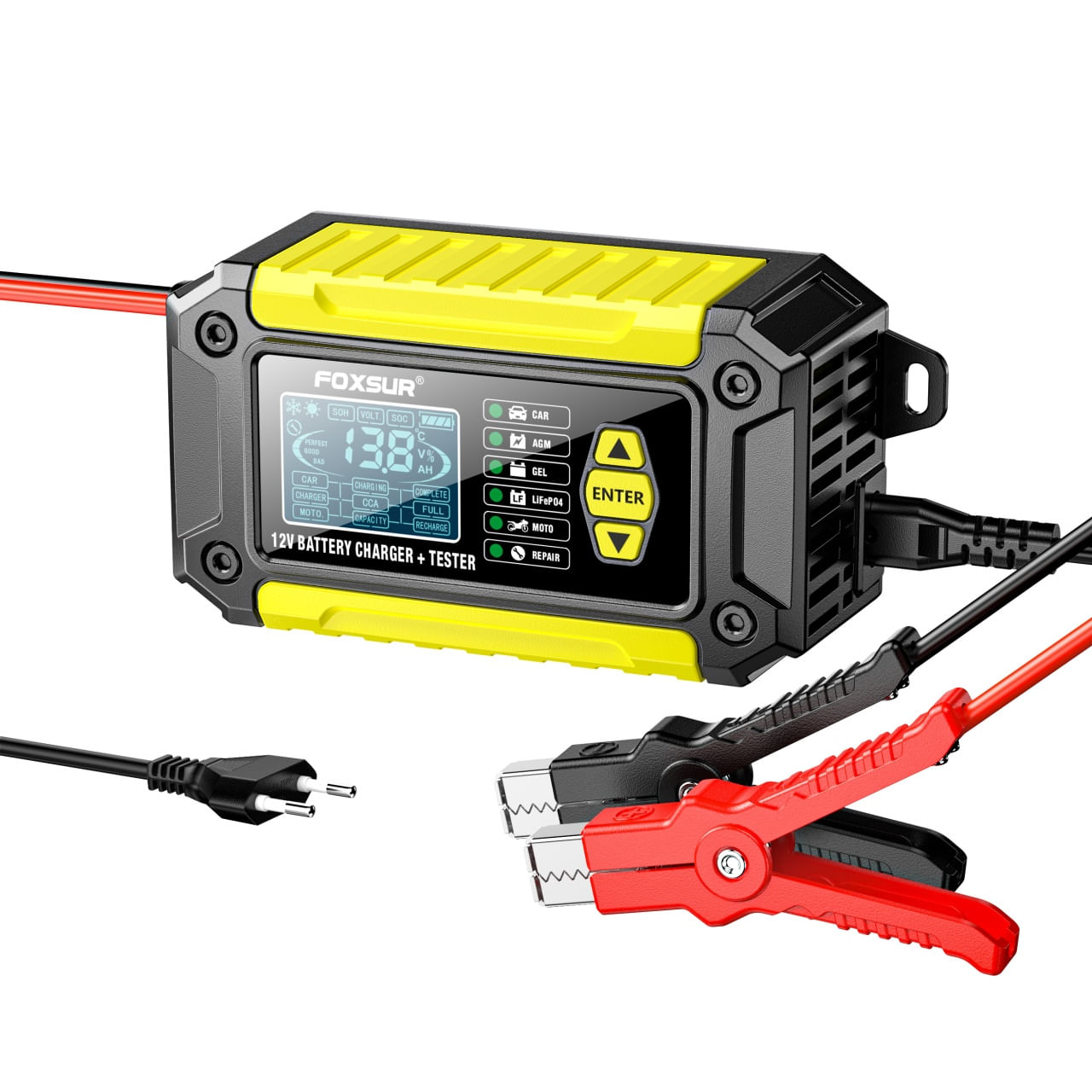 Incarcator si Tester Baterie FOXSUR FTC-1206 2-in-1, 12V/6A – Redresor Inteligent pentru Baterii Auto si Moto - 2 | YEO