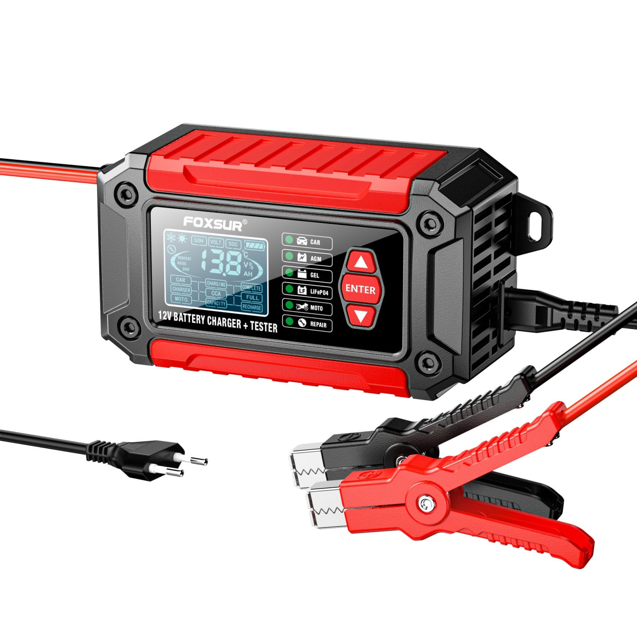 Incarcator si Tester Baterie FOXSUR FTC-1206 2-in-1, 12V/6A – Redresor Inteligent pentru Baterii Auto si Moto - 2 | YEO