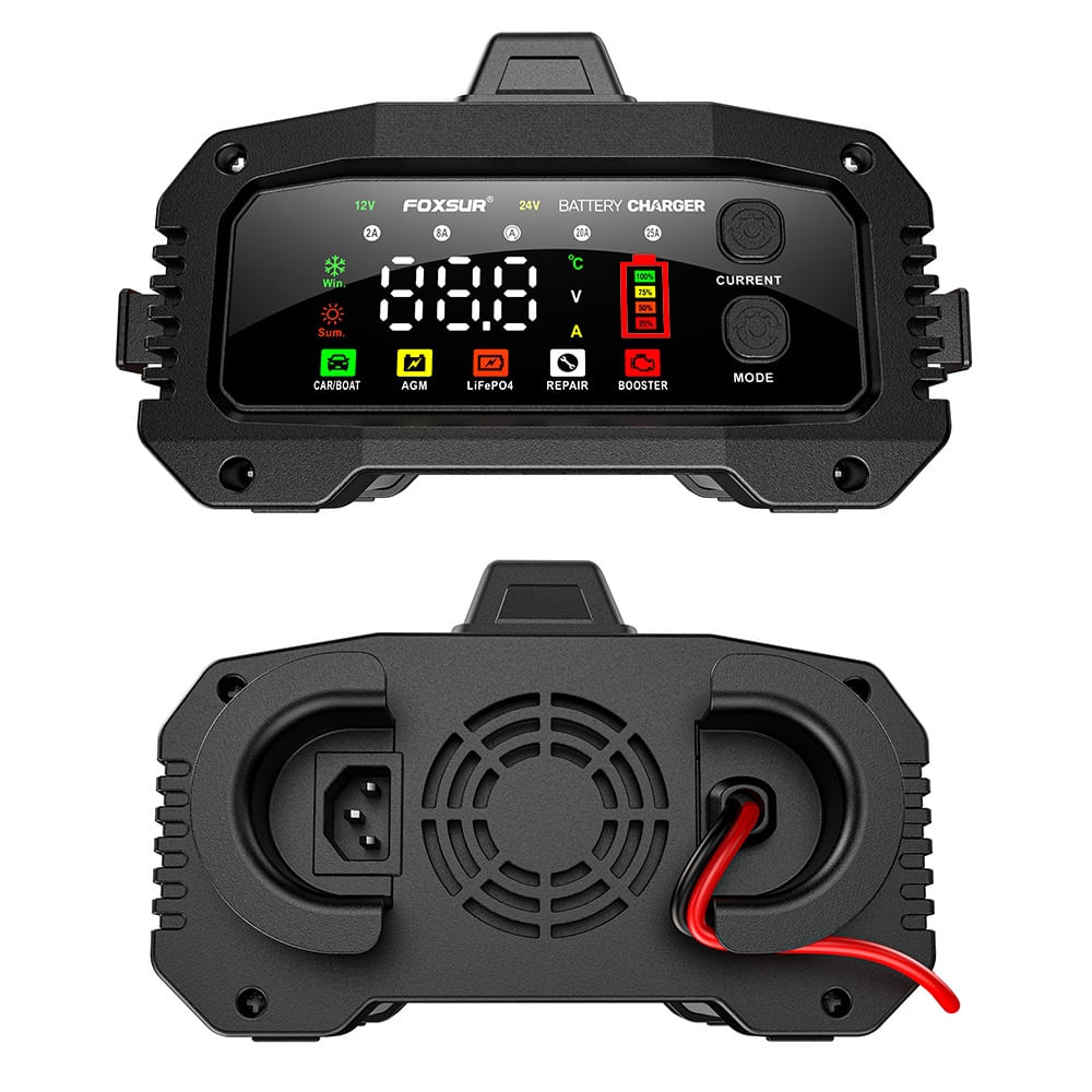 Redresor Incarcator Inteligent Baterii Auto Foxsur® FPT-250, compatibil AGM, GEL, EFB, LifFePO4, 25A, 12V/24V potrivit - imagine 7
