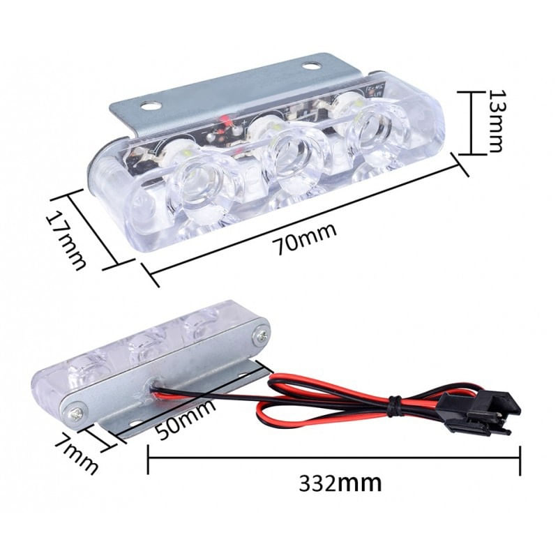 Set 2 Bucati 3 Leduri 6W Lumini Avertizare, Stroboscop Pentru Autoturisme si Motociclete - 4 | YEO
