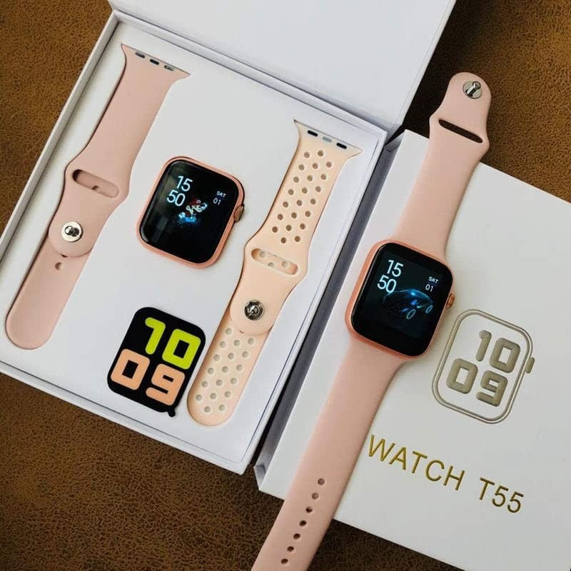 Ceas Smartwatch Techstar® T55, 1.3 Inch IPS, Monitorizare Cardiaca, Tensiune, Sedentarism, Bluetooth 5.0, 2 Curele, Roz - imagine 4