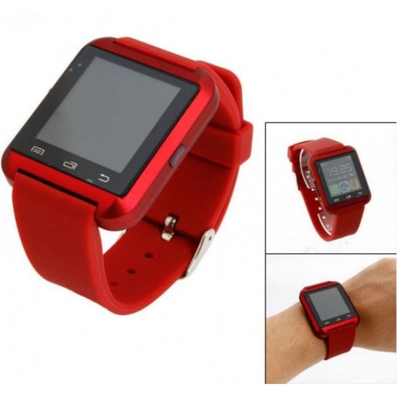 Smartwatch Techstar® U8+, Bluetooth, Ecran LCD 1.44inch, Conectare Telefon, Pedometru, Rosu - 1 | YEO