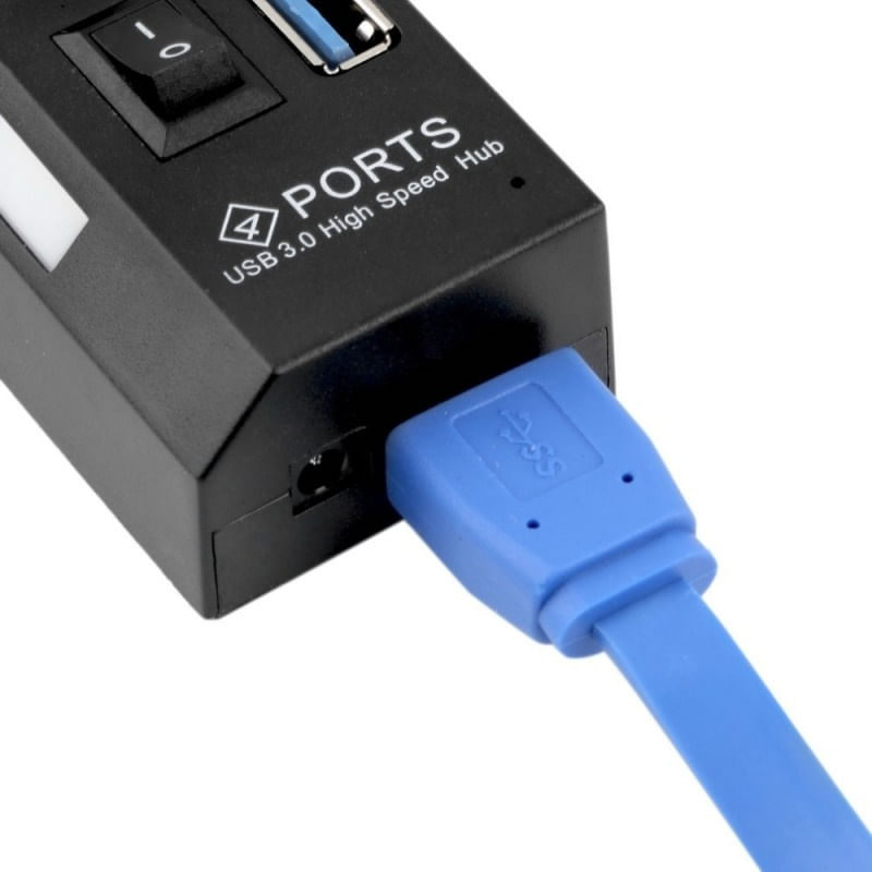 USB Hub Techstar® HB4, 3.0 High Speed, 4 Port USB 3.0, Buton On/Off, Conexiune USB 3.0 de mare viteza, USB