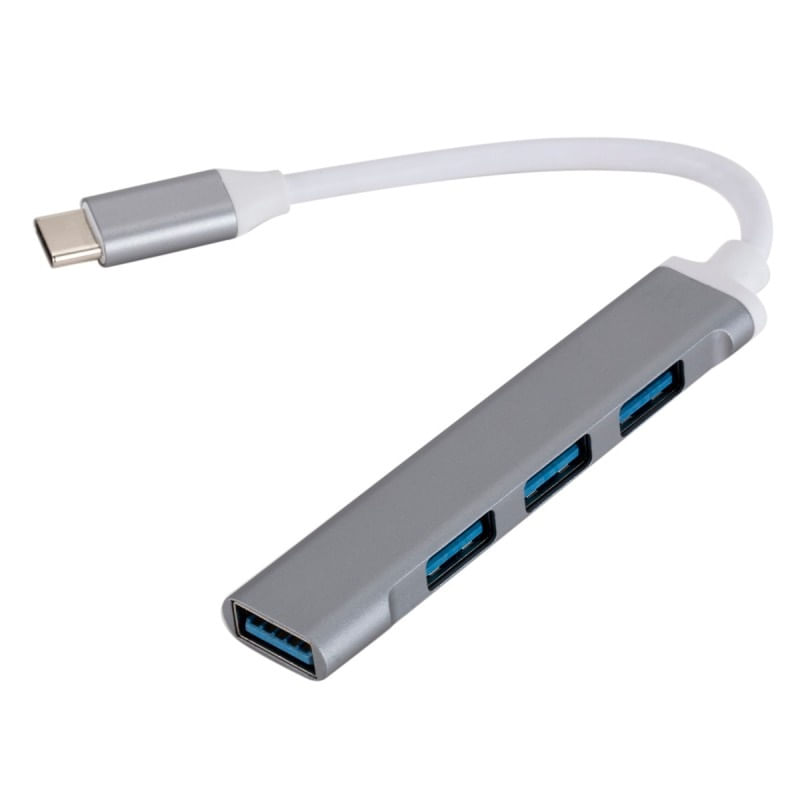 USB HUB Techstar® Diviso, USB Type-C la 4 x USB 3.0, Aluminium, Compact, Usor, OTG, Argintiu - 1 | YEO