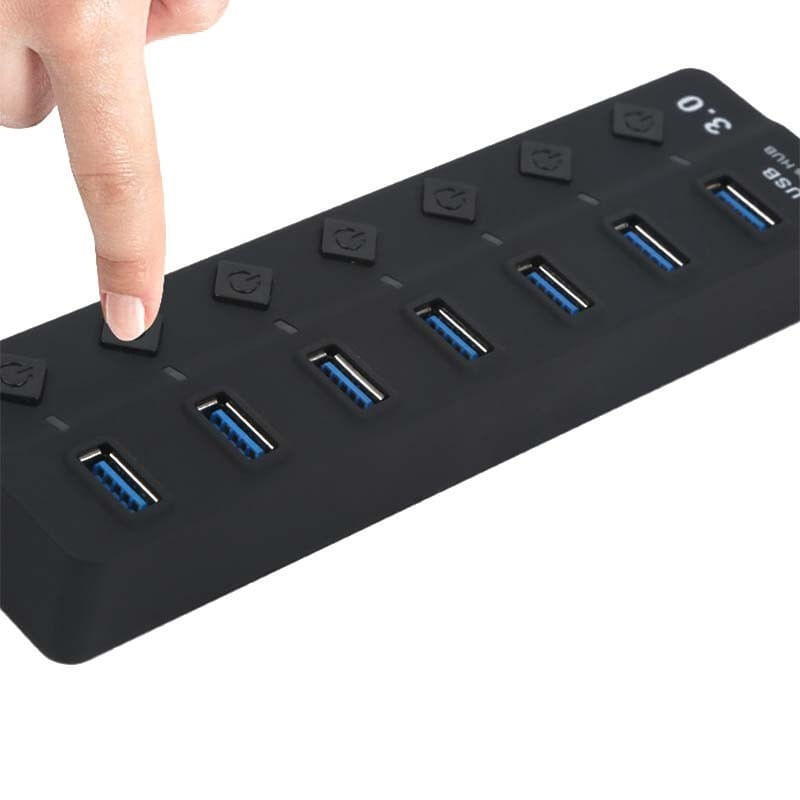 USB Hub Techstar® HB7, 3.0 High Speed, 7 Port USB 3.0, Buton On/Off, Conexiune USB 3.0 de mare viteza - 1 | YEO