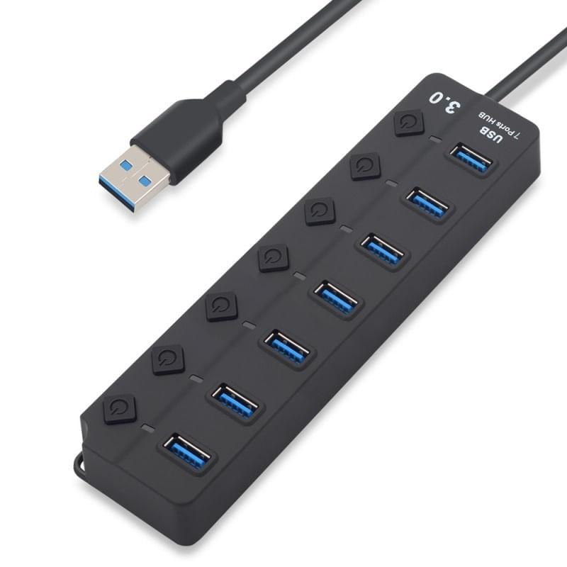 USB Hub Techstar® HB7, 3.0 High Speed, 7 Port USB 3.0, Buton On/Off, Conexiune USB 3.0 de mare viteza - 2 | YEO