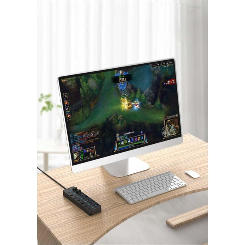 USB Hub Techstar® HB7, 3.0 High Speed, 7 Port USB 3.0, Buton On/Off, Conexiune USB 3.0 de mare viteza - 4 | YEO