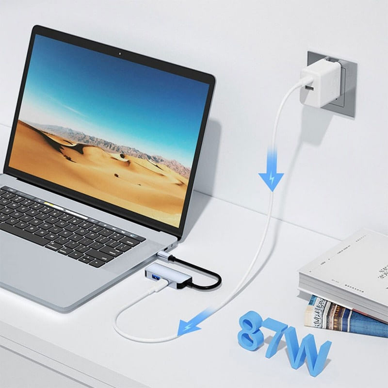 Adaptor multifunctional 3 in 1 USB-C la HDMI Techstar® CYC3IN1, HDMI 4K, 1 x USB 3.0, Compatibil MacBook Air si MacBook - 3 | YEO