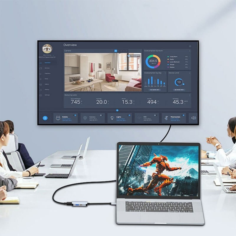 Adaptor multifunctional 3 in 1 USB-C la HDMI Techstar® CYC3IN1, HDMI 4K, 1 x USB 3.0, Compatibil MacBook Air si MacBook - 4 | YEO