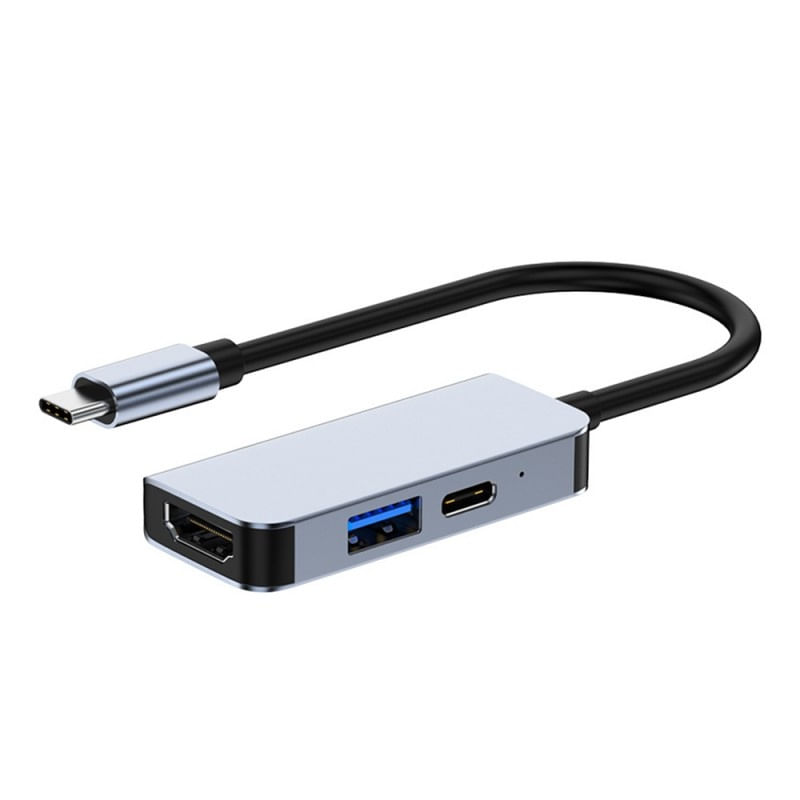 Adaptor multifunctional 3 in 1 USB-C la HDMI Techstar® CYC3IN1, HDMI 4K, 1 x USB 3.0, Compatibil MacBook Air si MacBook