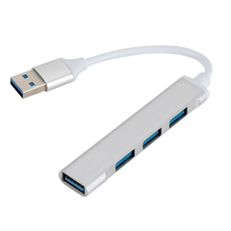 USB HUB Techstar® Diviso, USB 3.0 la 4 x USB 3.0, Aluminium, Compact, Usor, Plug&Play, Argintiu - 2 | YEO