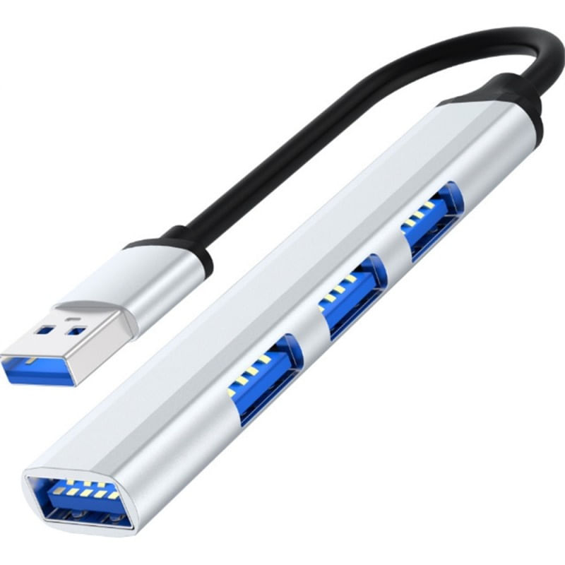 USB HUB Techstar® Diviso, USB 3.0 la 4 x USB 3.0, Aluminium, Compact, Usor, Plug&Play, Argintiu - 3 | YEO
