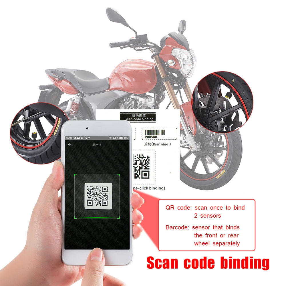 Set Senzori Techstar® TPMS cu Bluetooth pentru Motociclete, Monitorizare a Presiunii in Anvelope, Compatibil Android