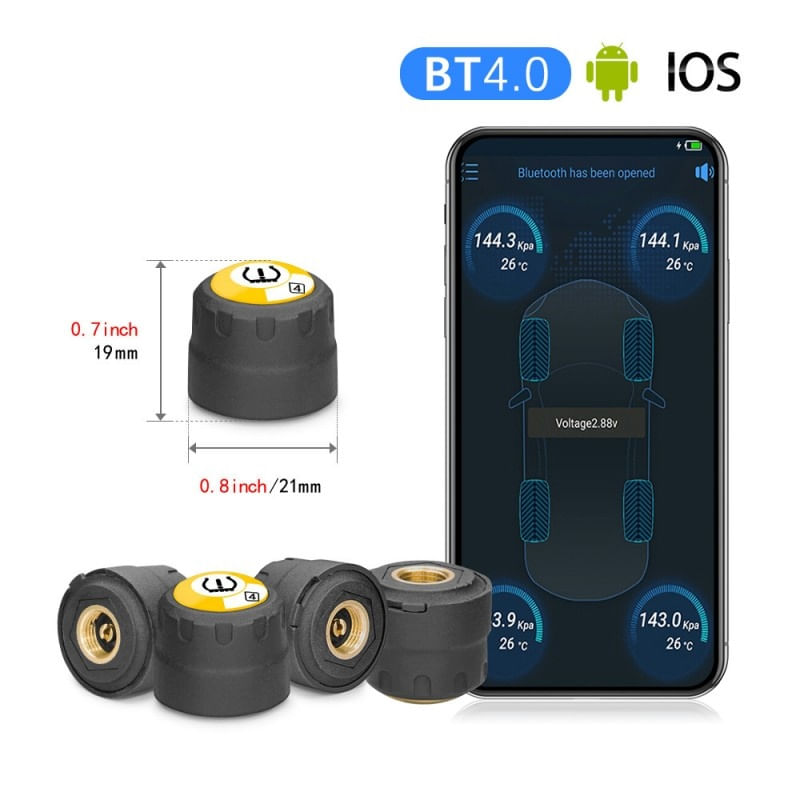 Sistem de monitorizare a presiunii in anvelope, BLE TPMS Bluetooth 4.0 pentru iOS / Android, senzori externi 4 bucati - 1 | YEO