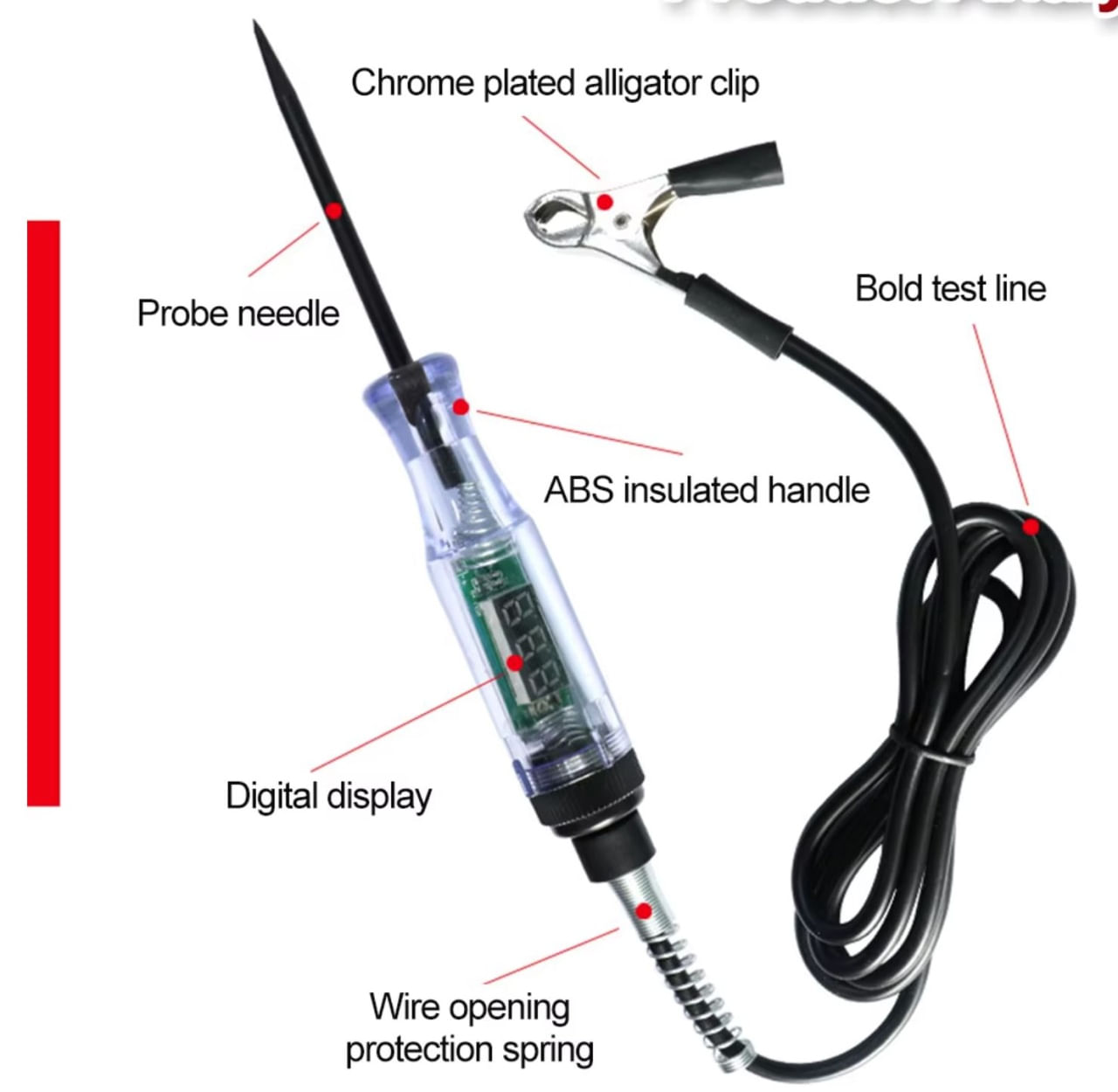Tester Circuit Electric Auto 6-24V cu Sonda si Cleme Techstar® - Ideal pentru Diagnosticare Baterii si Sisteme Auto - 1 | YEO