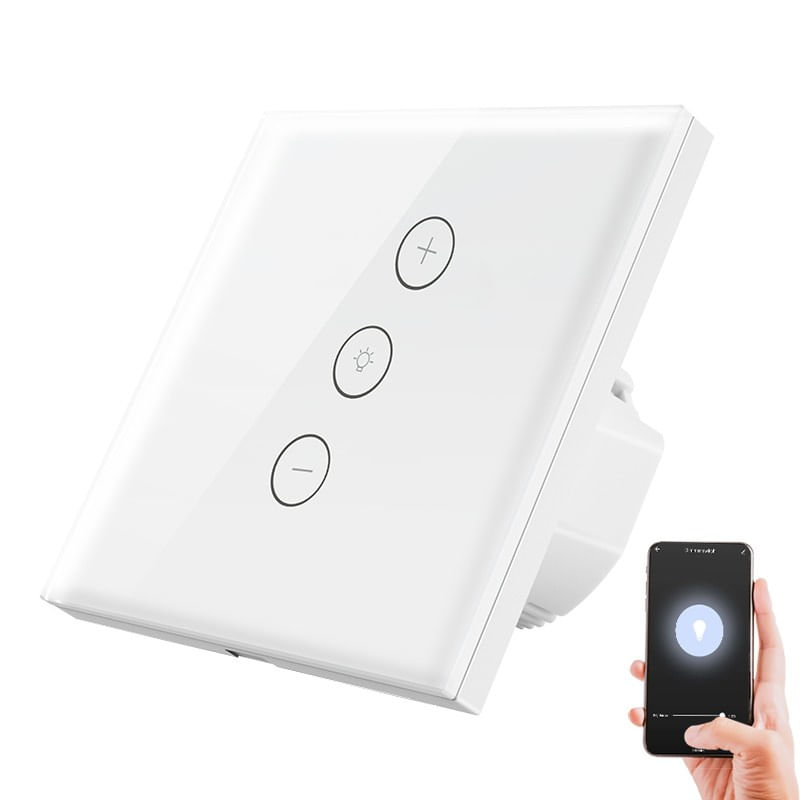 Intrerupator Smart Touch Techstar® V2, Wireless 2.4GHz, Dimmer, Sticla Securizata, Design Modern, Iluminare LED