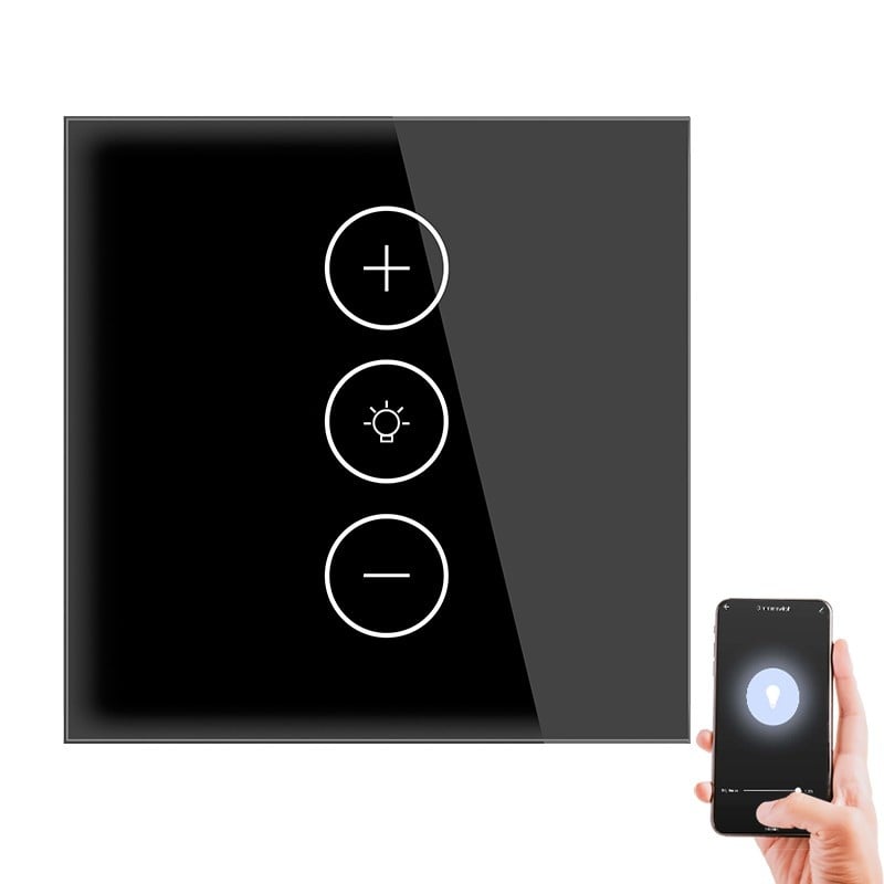 Intrerupator Smart Touch Techstar® V2, Wireless 2.4GHz, Dimmer, Sticla Securizata, Design Modern, Iluminare LED