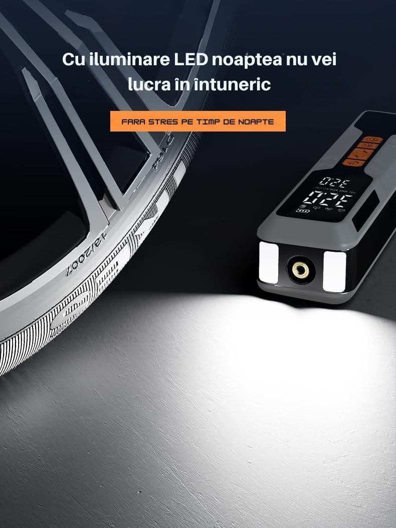 Compresor auto portabil Techstar LW-8018 cu afisaj digital LCD si lanterna LED, presiune maxima 10.3 bar (150 PSI) - 2 | YEO