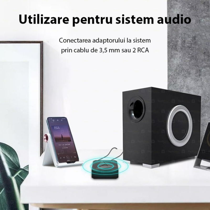 Adaptor Bluetooth Techstar® M21, transmitator si receptor pentru TV/PC/Sistem de sunet pentru casa, Jack 3.5mm - imagine 2