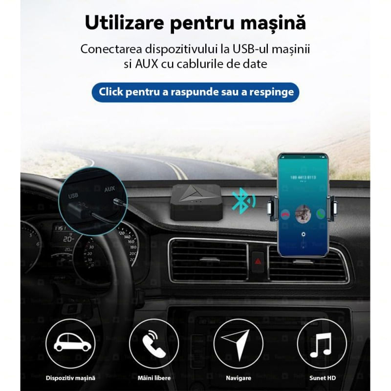 Adaptor Bluetooth Techstar® M21, transmitator si receptor pentru TV/PC/Sistem de sunet pentru casa, Jack 3.5mm - imagine 5