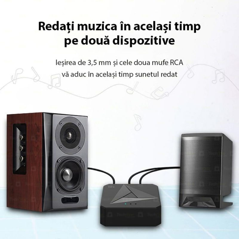 Adaptor Bluetooth Techstar® M21, transmitator si receptor pentru TV/PC/Sistem de sunet pentru casa, Jack 3.5mm