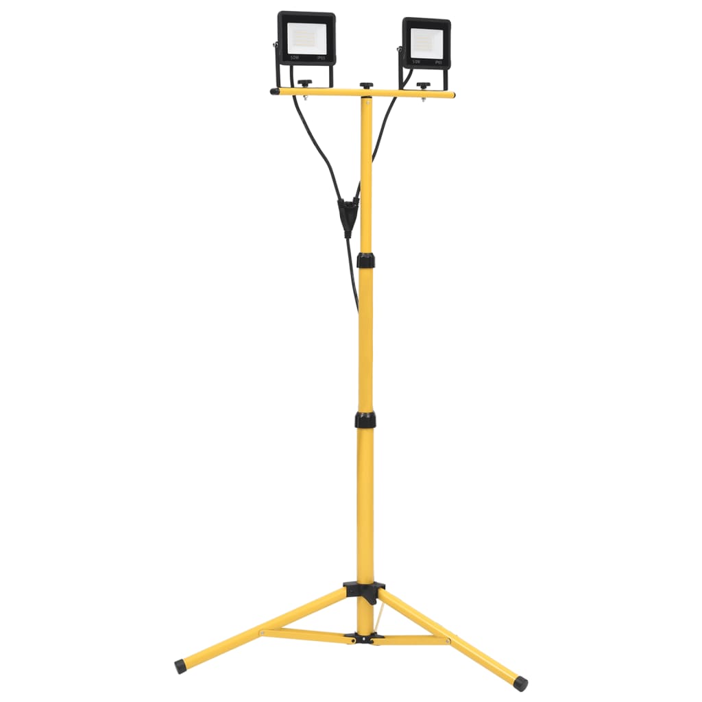 Proiector cu LED si trepied, 2x50 W, alb cald