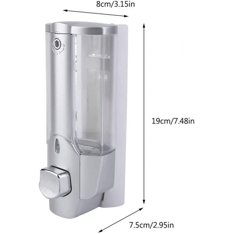 Dozator De Sapun, Argintiu, Montaj Perete, 350ml