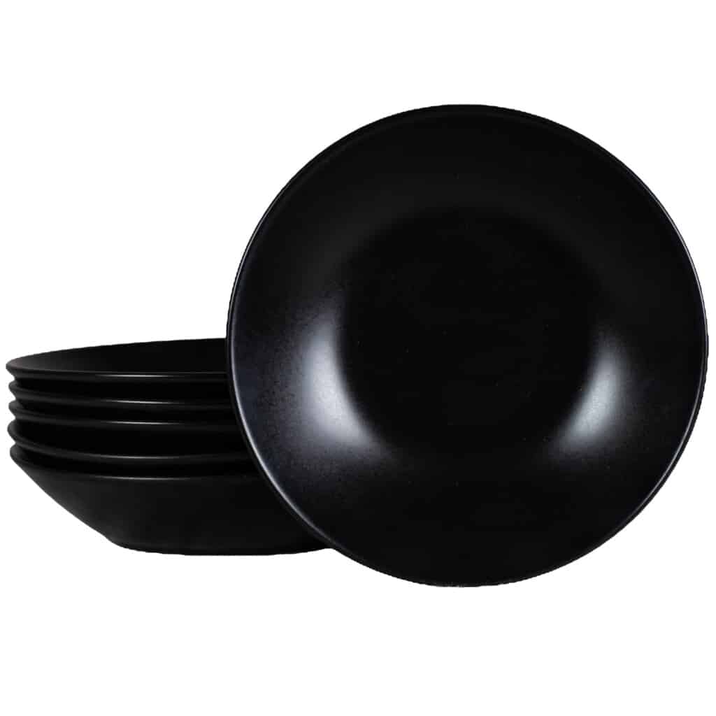Set 6 farfurii adanci, 21 cm, Negru Mat