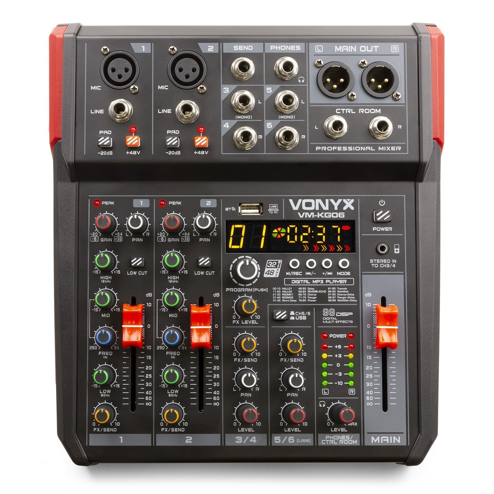 Mixer Audio cu Bluetooth, USB, 6 canale Vonyx VM-KG06