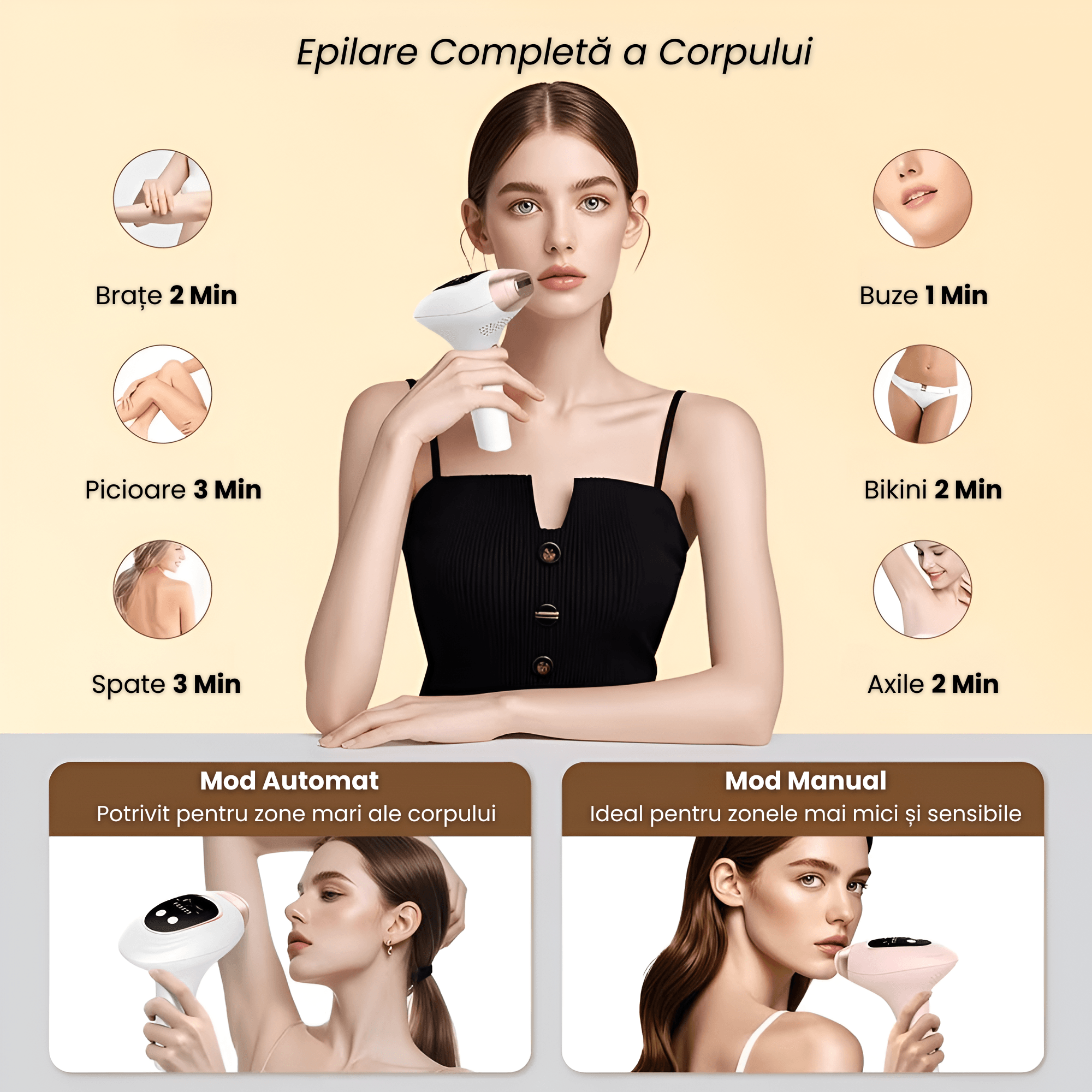 Epilator IPL Multifunctional, 9 Niveluri de Energie, Moduri HR/SC/RA, 999.999 Impulsuri, Epilare Definitiva Fara Durere - imagine 7