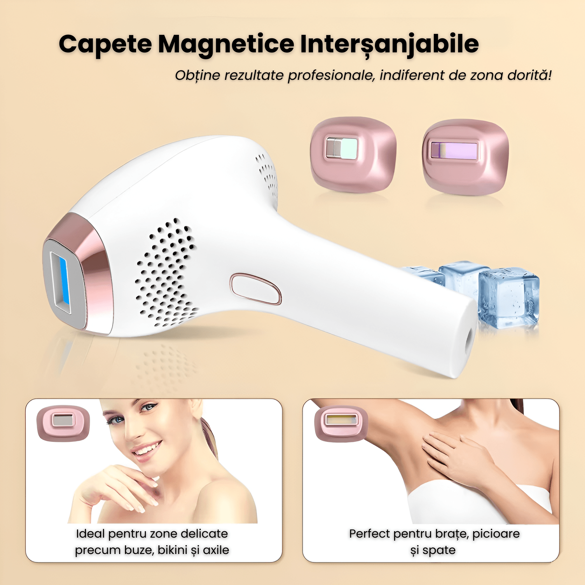 Epilator IPL Multifunctional, 9 Niveluri de Energie, Moduri HR/SC/RA, 999.999 Impulsuri, Epilare Definitiva Fara Durere