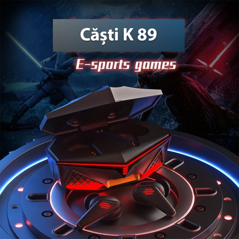 Casti Bluetooth pentru Gaming Techstar® K98, Bluetooth 5.0, Microfon, Control prin atingere, Indicator LED, Rezistente - 1 | YEO