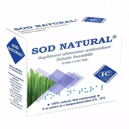 Sod natural de la Institutul Cantacuzino, extract orz verde,  10 fiole, pachet 6 cutii pentru o luna