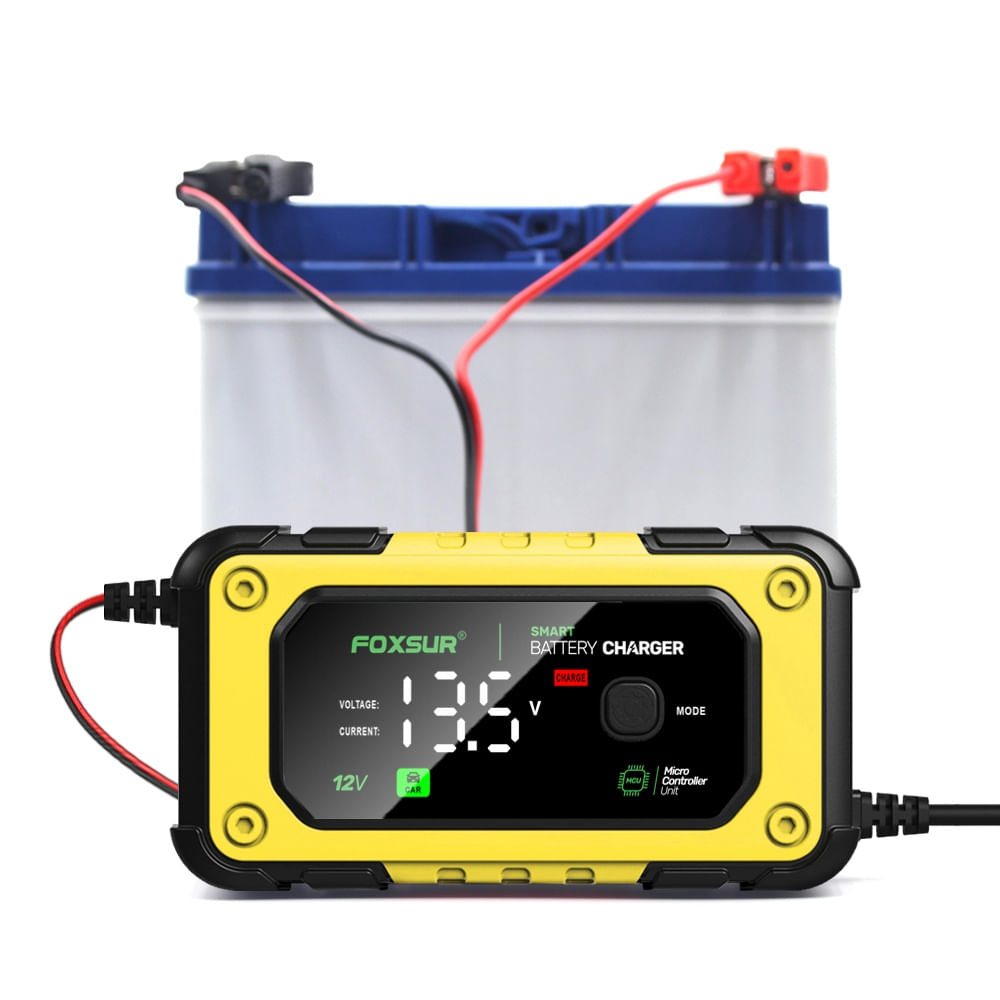 Redresor Auto Digital FOXSUR 12V 7A cu Ecran LED, Incarcare Baterii Auto si Moto 4Ah-140Ah, Functie de Reparatie prin - 1 | YEO