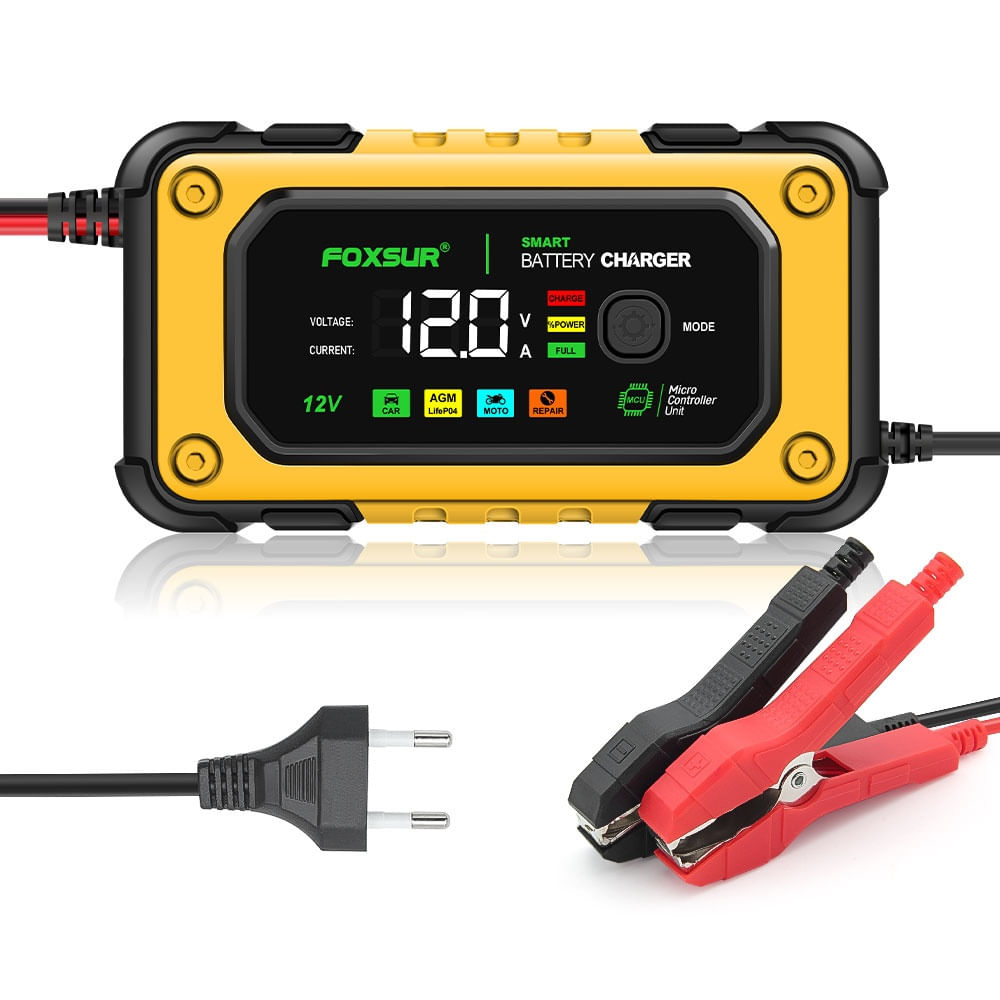 Redresor Auto Digital FOXSUR 12V 7A cu Ecran LED, Incarcare Baterii Auto si Moto 4Ah-140Ah, Functie de Reparatie prin - 4 | YEO