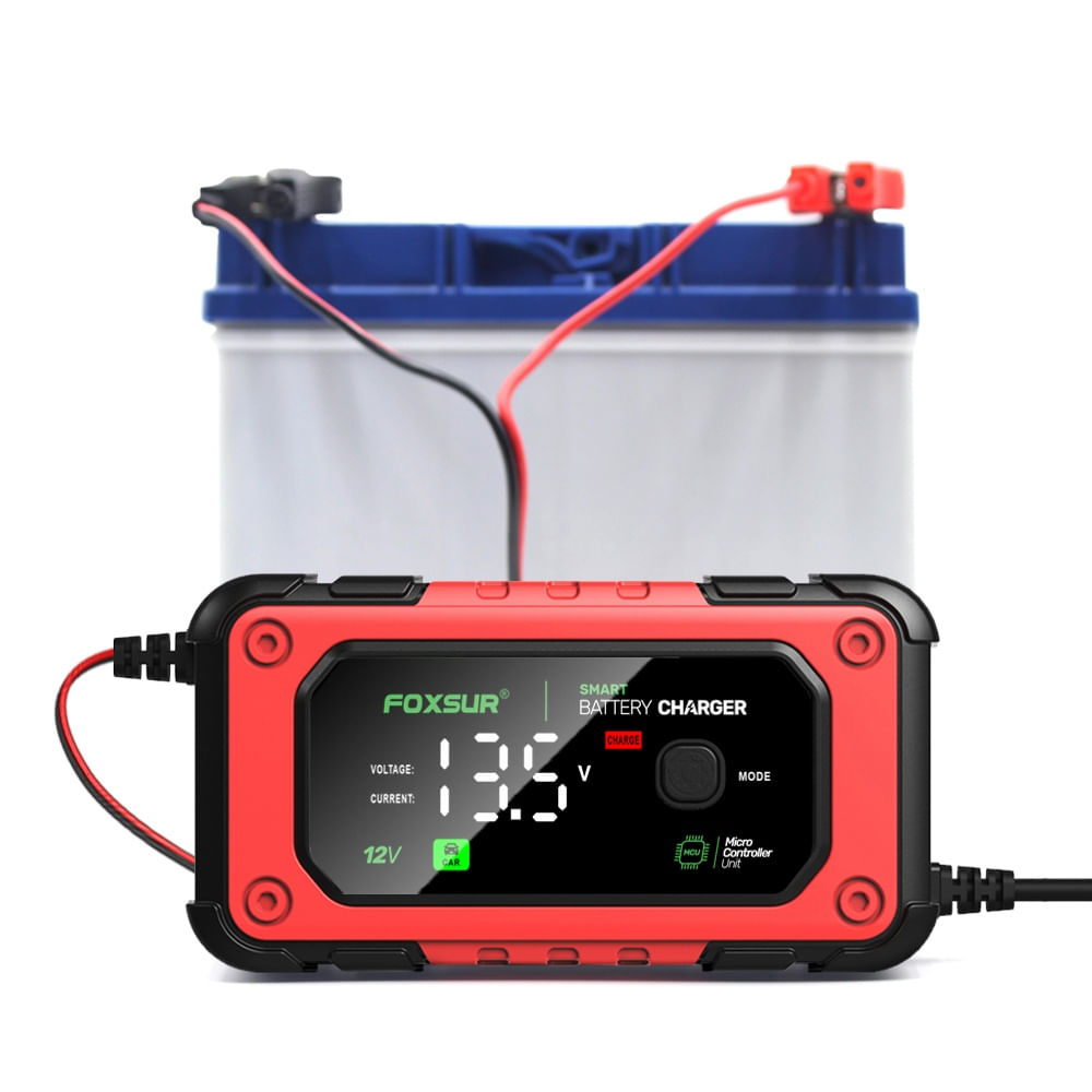 Redresor Auto Digital FOXSUR 12V 7A cu Ecran LED, Incarcare Baterii Auto si Moto 4Ah-140Ah, Functie de Reparatie prin - 1 | YEO