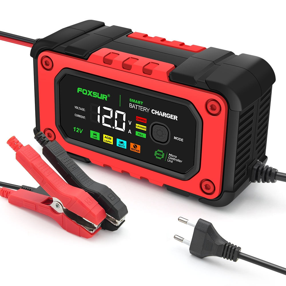 Redresor Auto Digital FOXSUR 12V 7A cu Ecran LED, Incarcare Baterii Auto si Moto 4Ah-140Ah, Functie de Reparatie prin - 4 | YEO