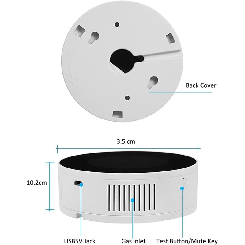 Detector de scurgeri de gaz si alarma de incendiu Techstar®, Wi-Fi, 150mA, Afisaj LCD, Control APP Tuya, Notificari - 4 | YEO