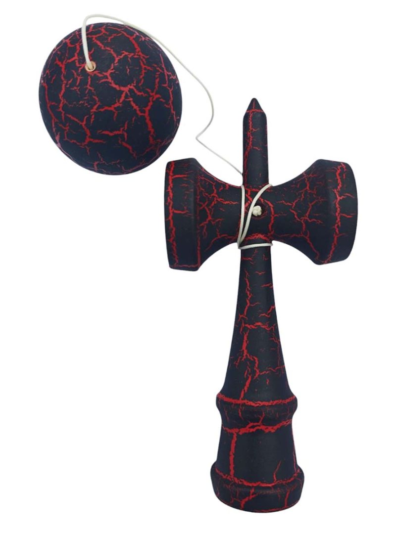 Kendama profesionala, Bila din lemn, Negru, Rosu, 50KD