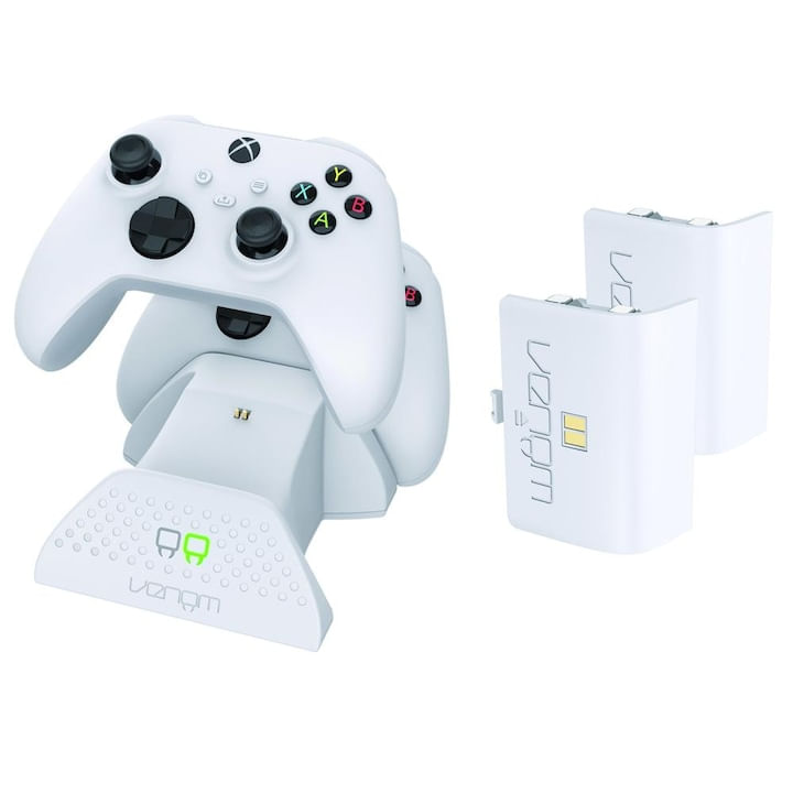 Set statie de incarcare / 2 Baterii reincarcabile, Venom, compatibilitate Xbox One, Xbox Seriile S & X, 850 mAh, alb - 1 | YEO
