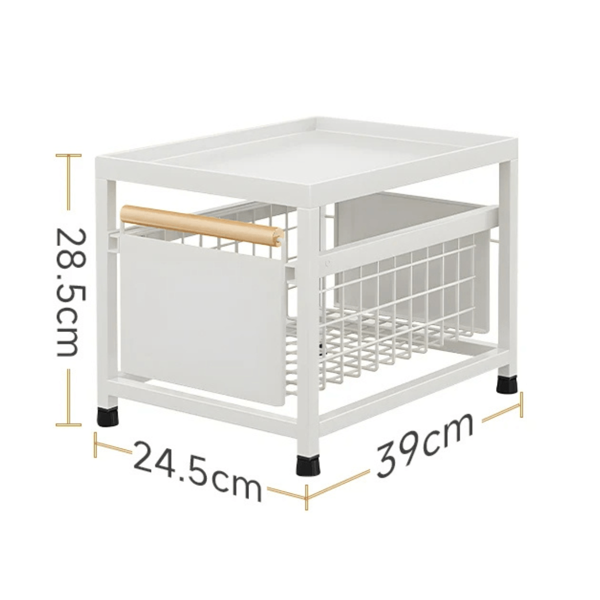 Raft organizator cu 2 sertare, 1 Sertar Glisant, Otel inoxidabil, Pentru Masca chiuveta, Baie, Alb, Versatyx — imaginea 4