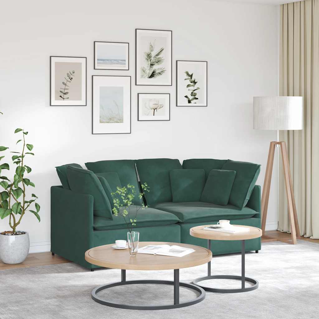 Canapea modulara cu perne, verde inchis, catifea — imaginea 2