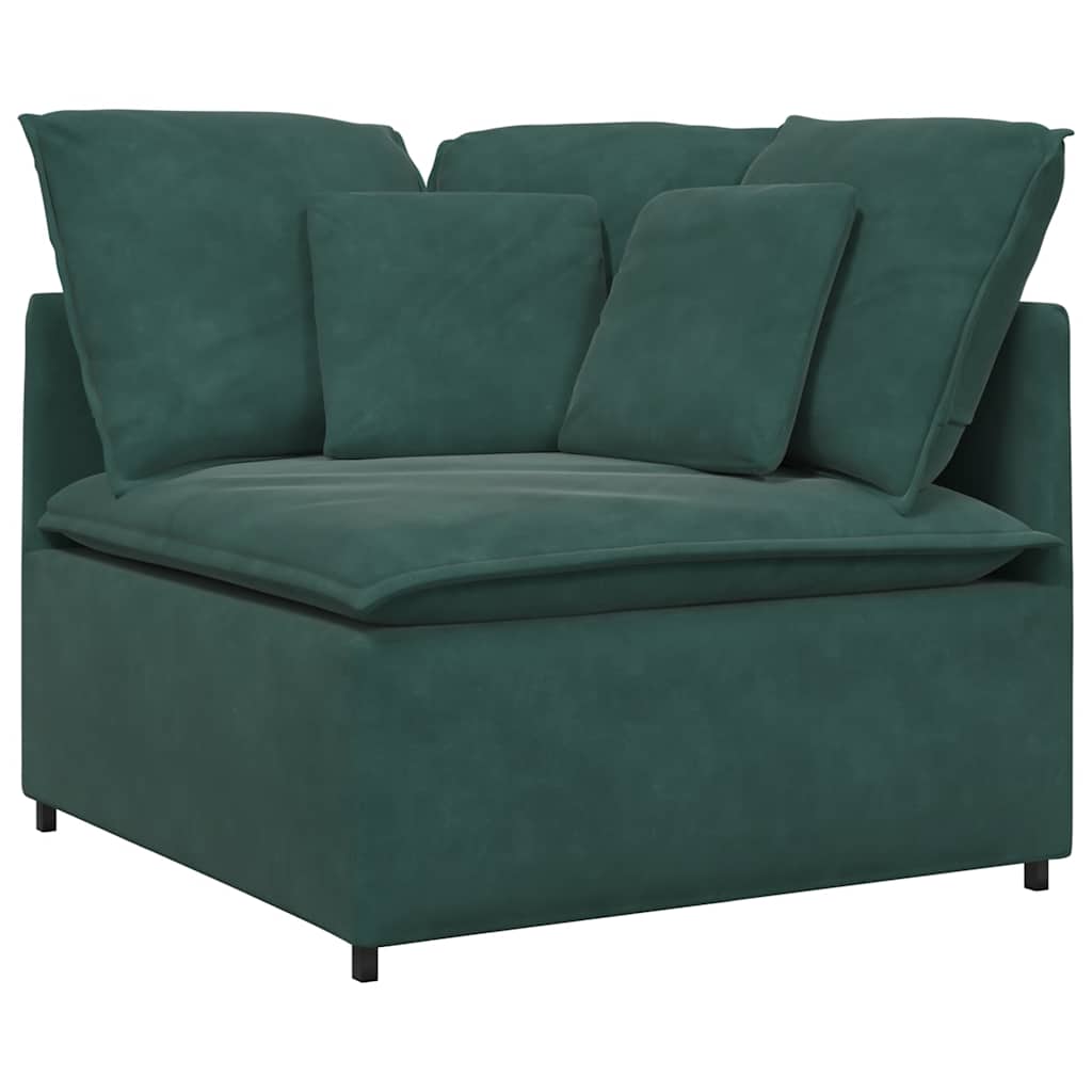 Canapea modulara cu perne, verde inchis, catifea — imaginea 3
