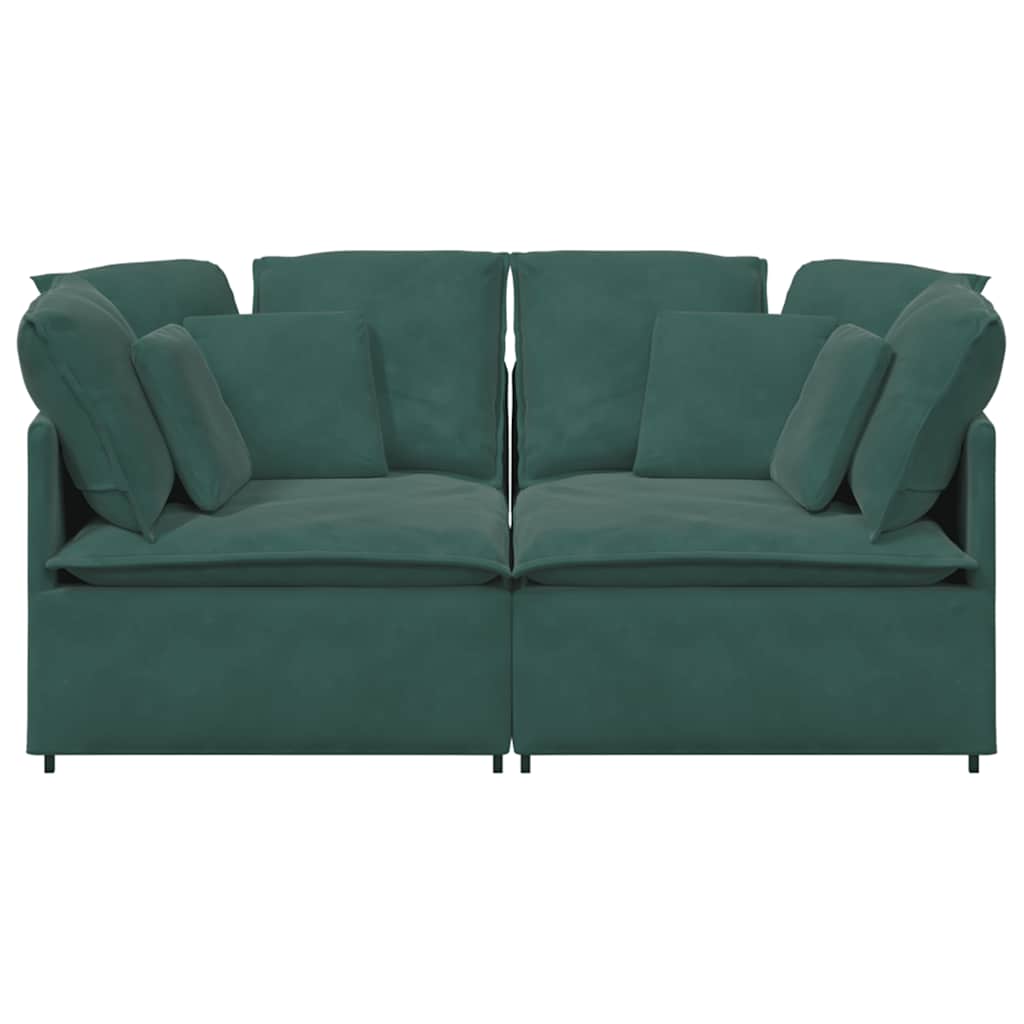 Canapea modulara cu perne, verde inchis, catifea — imaginea 4