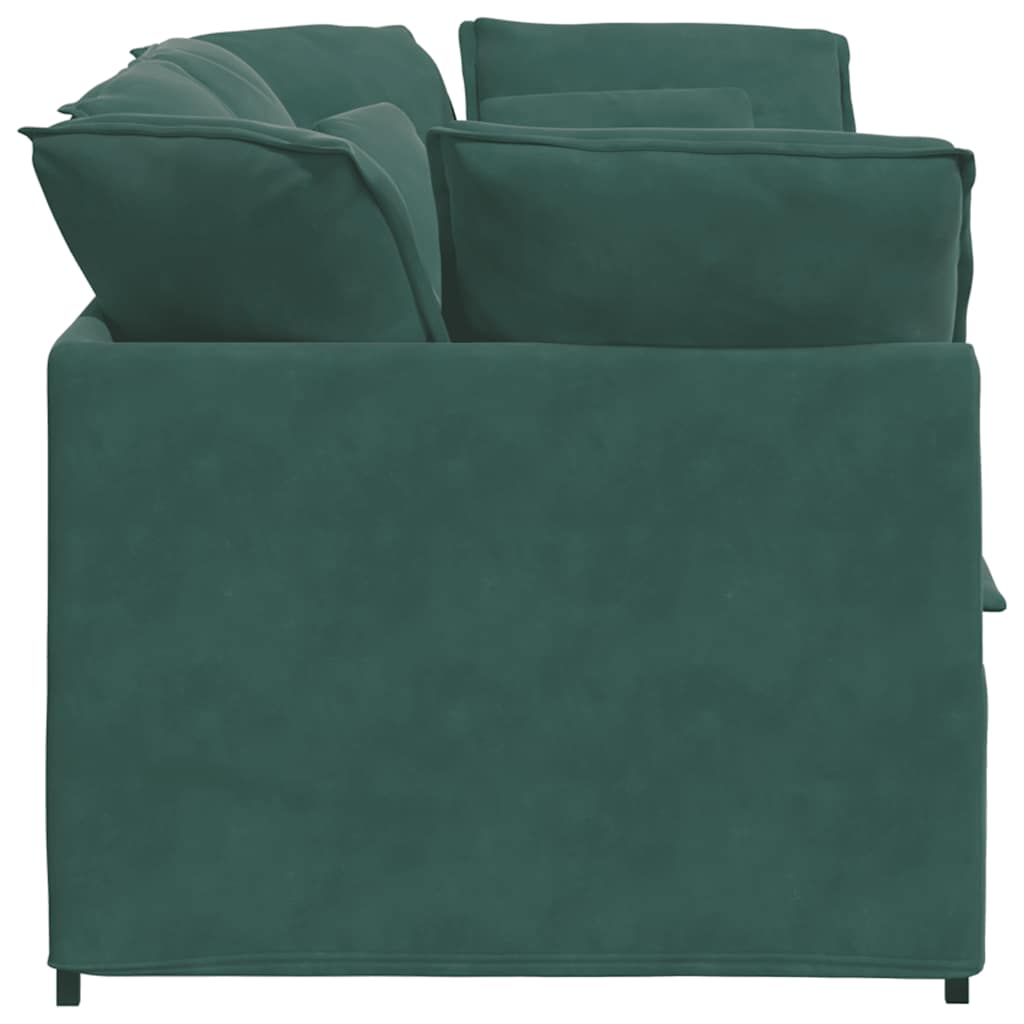 Canapea modulara cu perne, verde inchis, catifea — imaginea 5