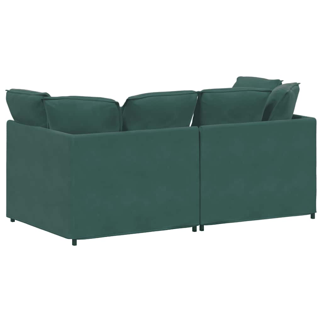 Canapea modulara cu perne, verde inchis, catifea — imaginea 6