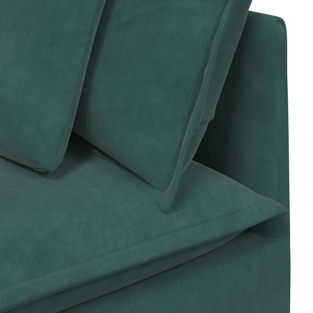 Canapea modulara cu perne, verde inchis, catifea — imaginea 7