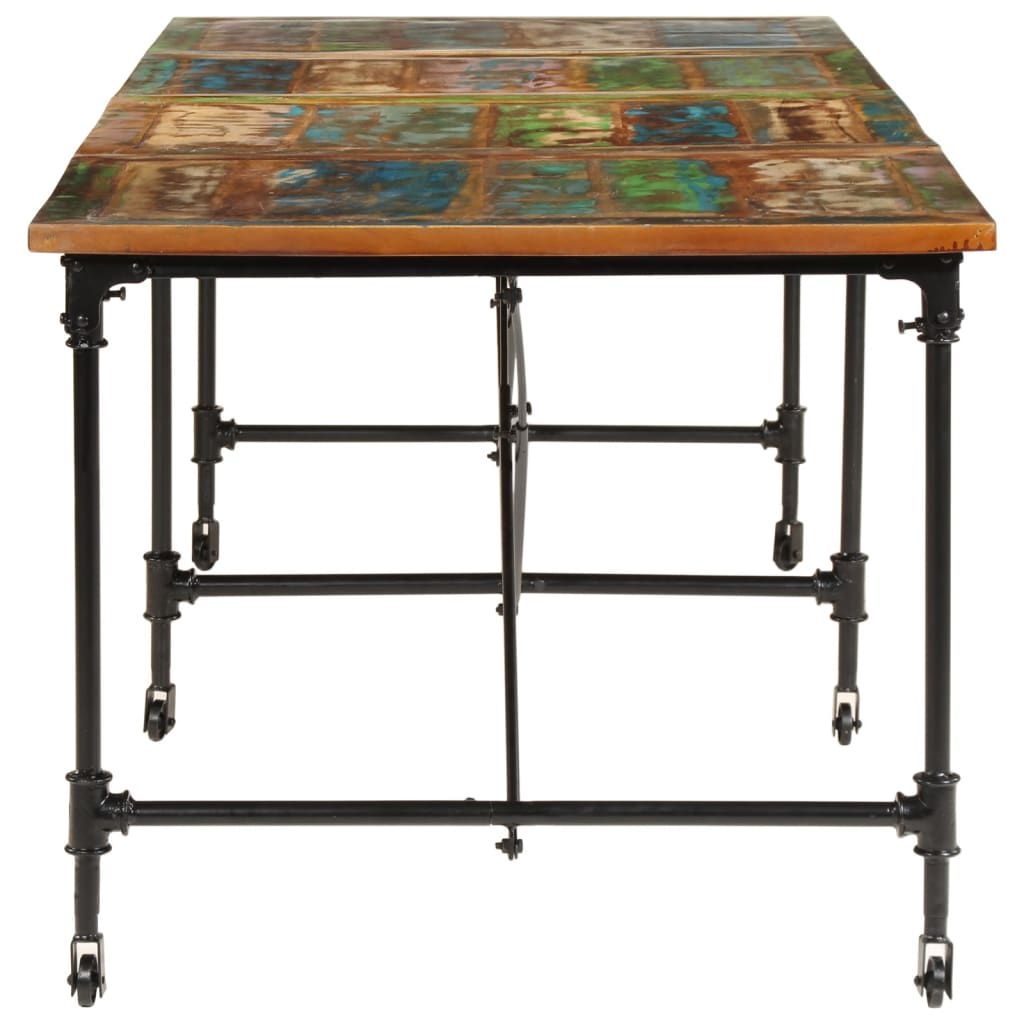 Masa de bucatarie, 220x90x77 cm, lemn masiv reciclat — imaginea 3