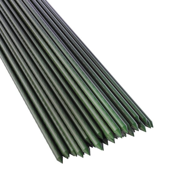 Set 20 araci/suport pentru rosii, castraveti, fasole, metal + PVC, verde, 75x0.8 cm